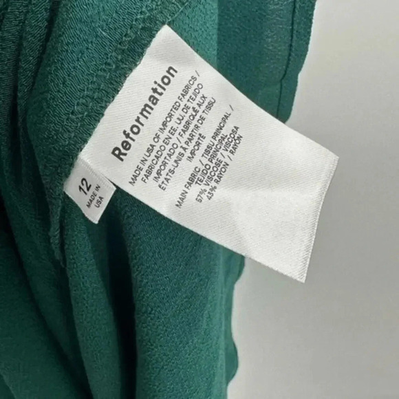 New Reformation Filippa Halter Neck Dress Sycamore Size 12 B241 - Picture 7 of 7